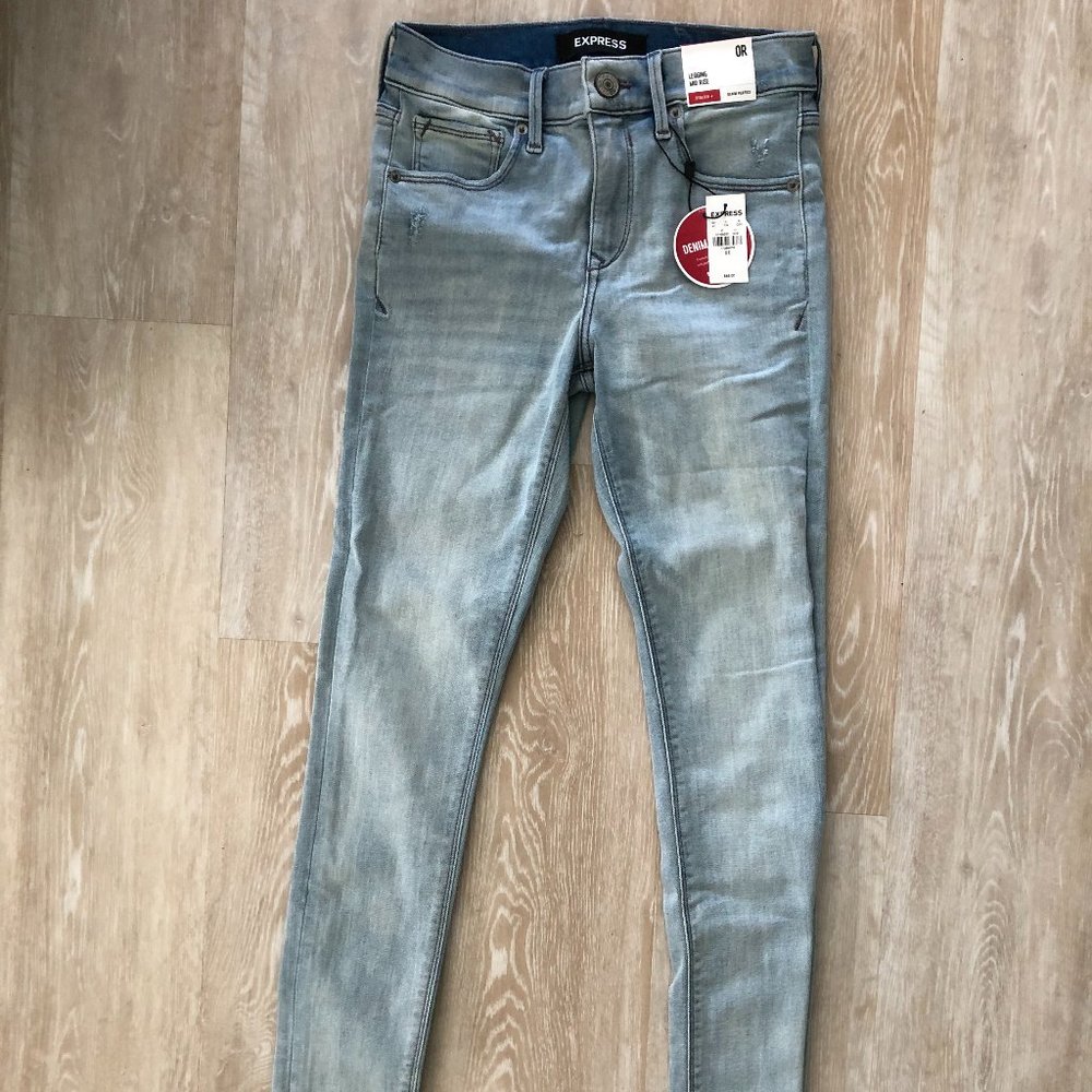 BRAND NEW Express Mid-Rise Denim Leggings Size 0
